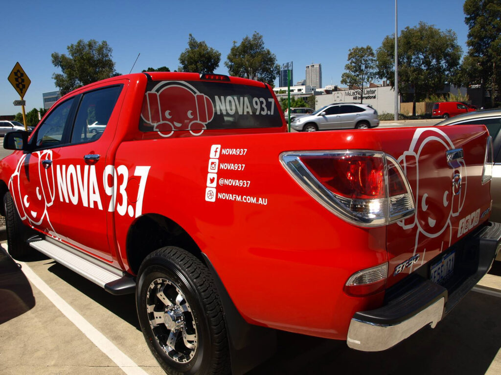 Nova 93.7 branded ute with custom fleet vehicle graphics